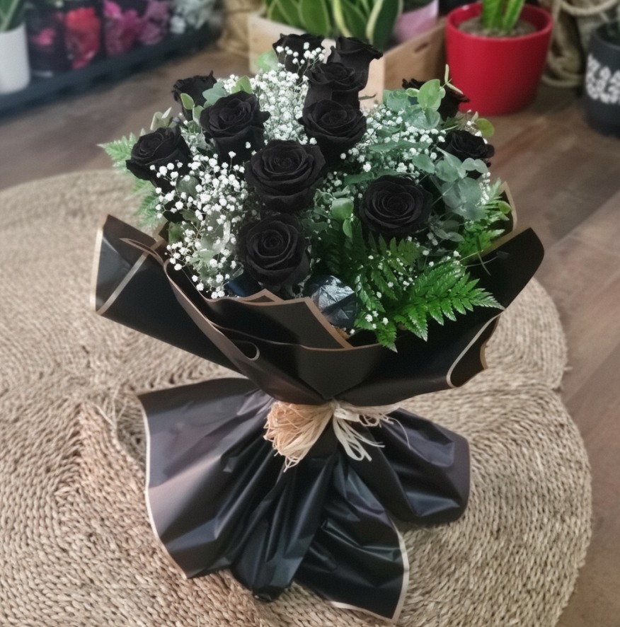 12 Rosas Color Negras
